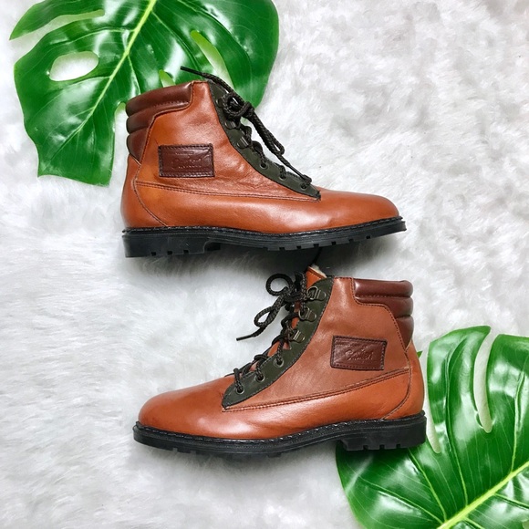 Bastien Shoes Shoes - Bastien Tan Brown Leather Lace Up Booties - 8.5